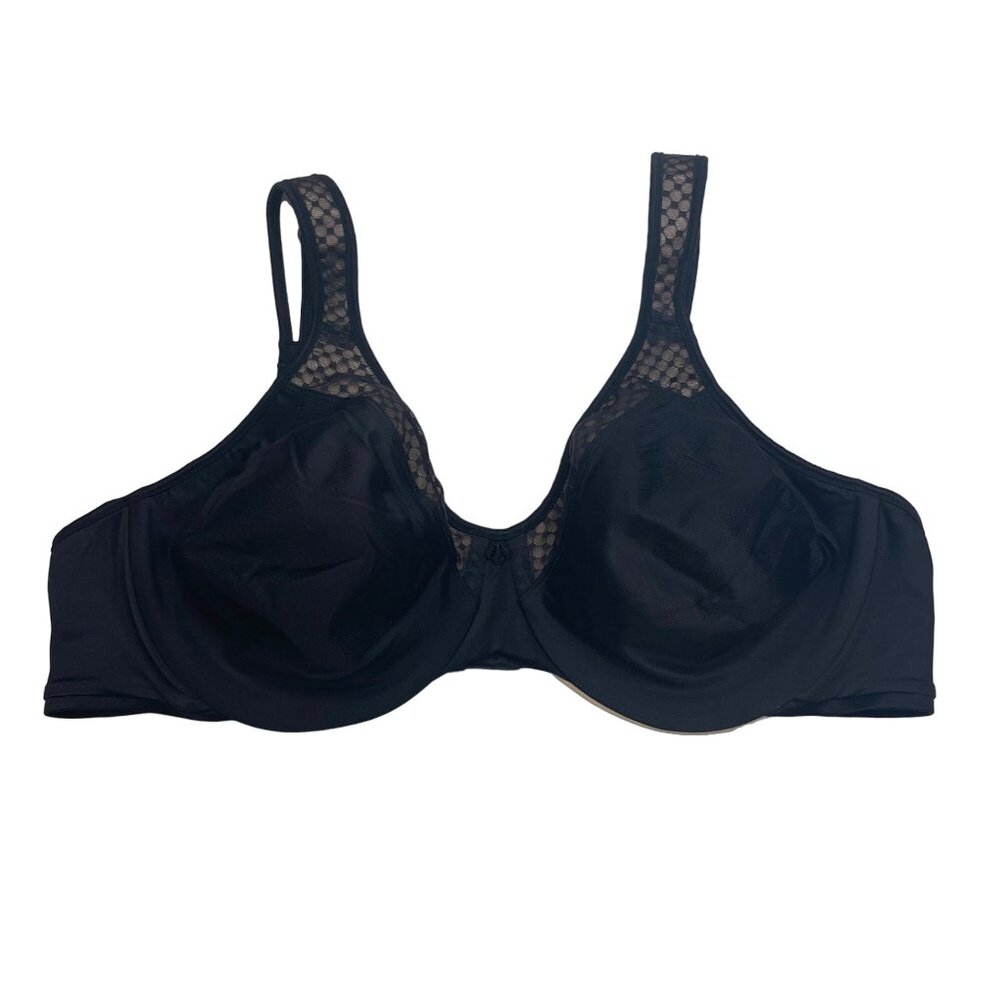 Bali 42C Black Silky Smooth Lining Bra Underwire Wide Strap Full